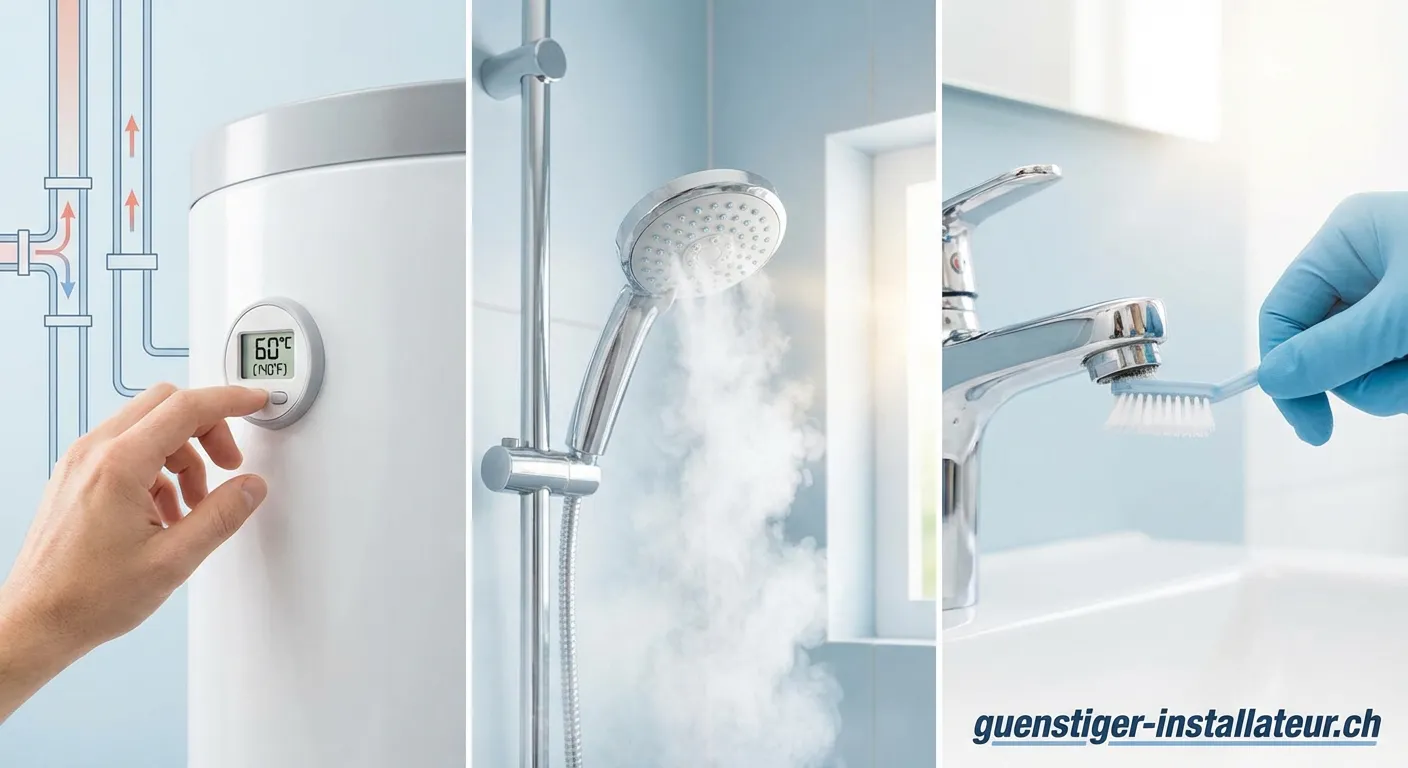 Thermometer am Wasserhahn zur Kontrolle der Wassertemperatur