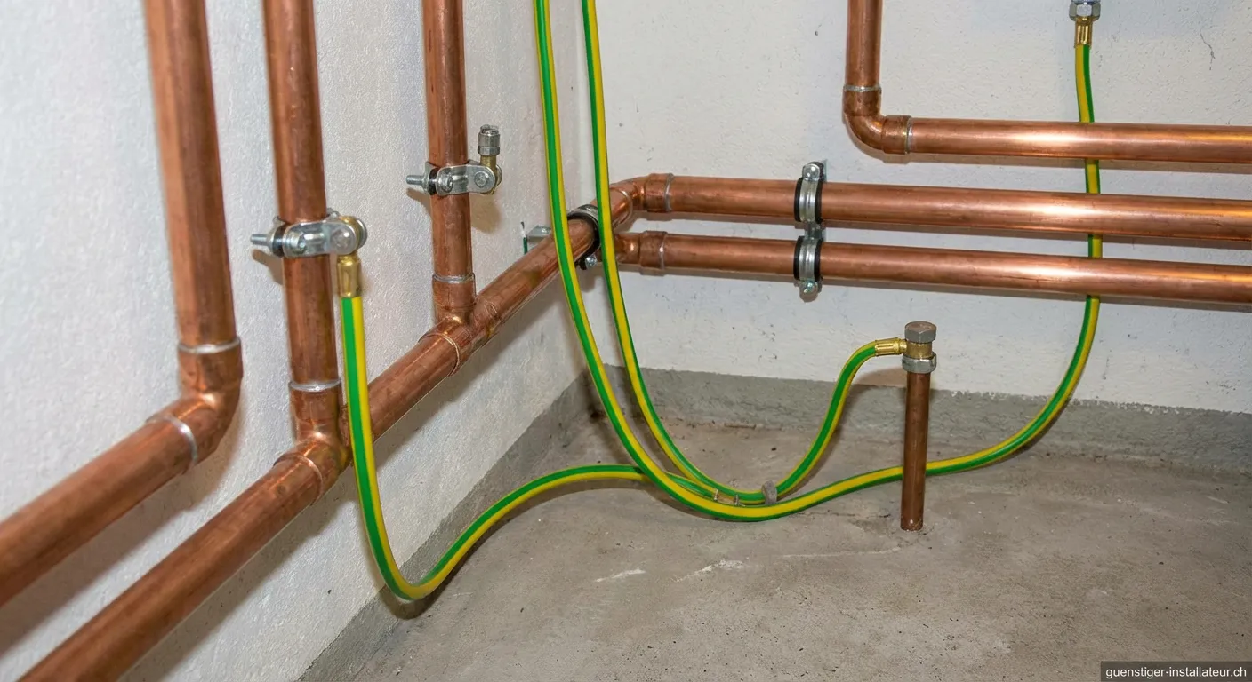 Erdung Metallrohre Installation mit Erdungsklemme