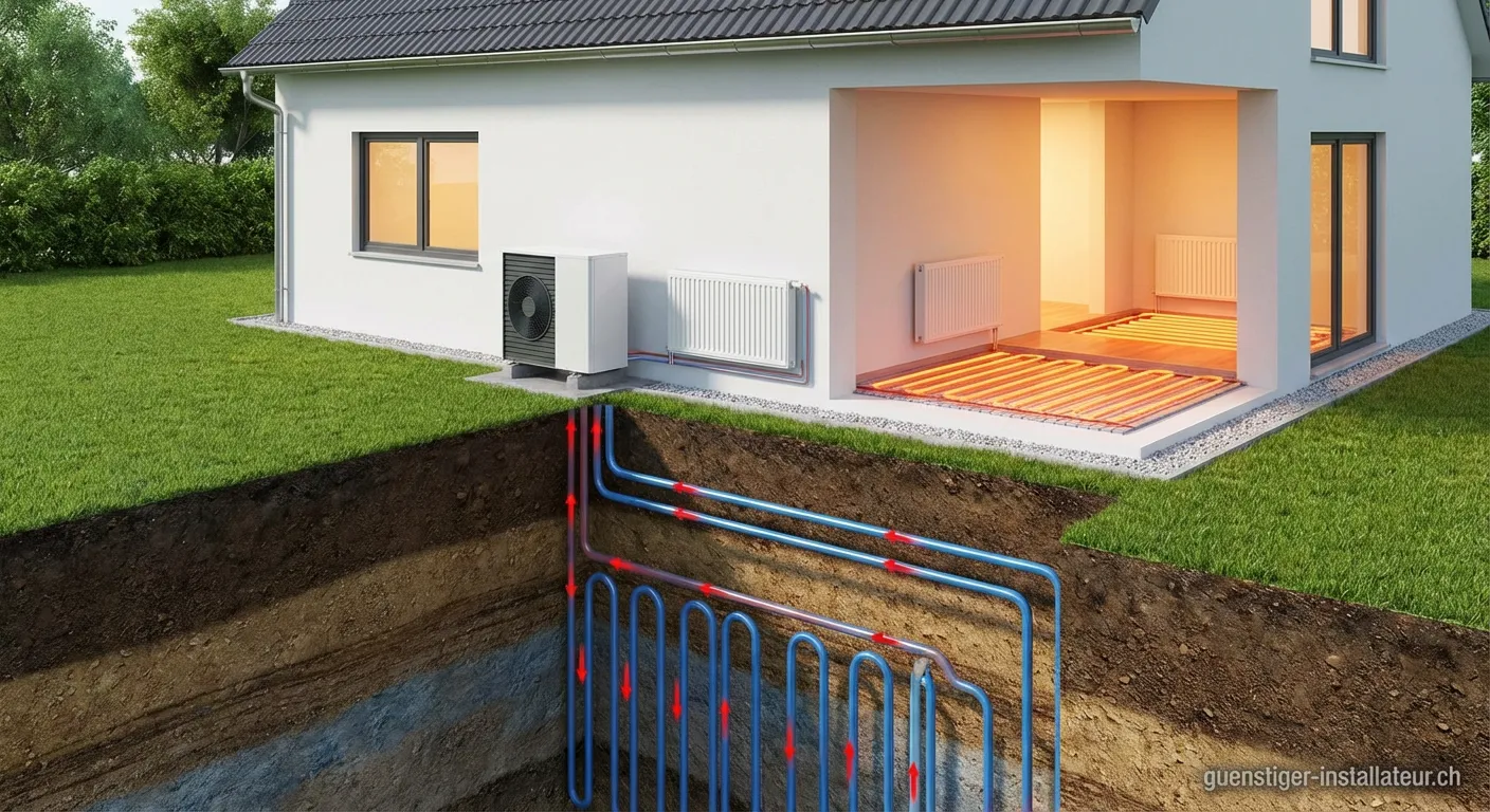 Installation einer Erdwärmesonde im Garten für Geothermie