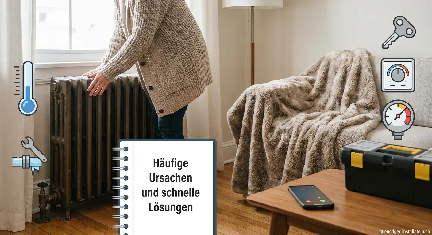 Kalte Heizkörper mit Werkzeug zur Diagnose