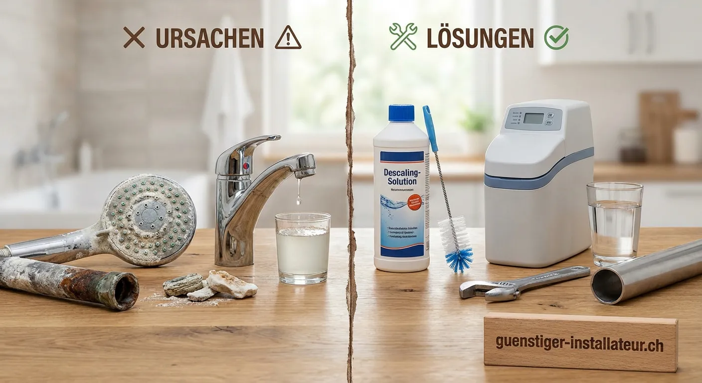 Querschnitt eines durch Kalk verstopften Wasserrohres