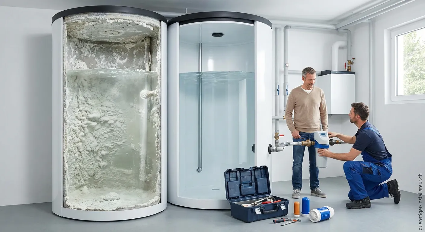 Kalkschutzsystem für Warmwasserspeicher Installation