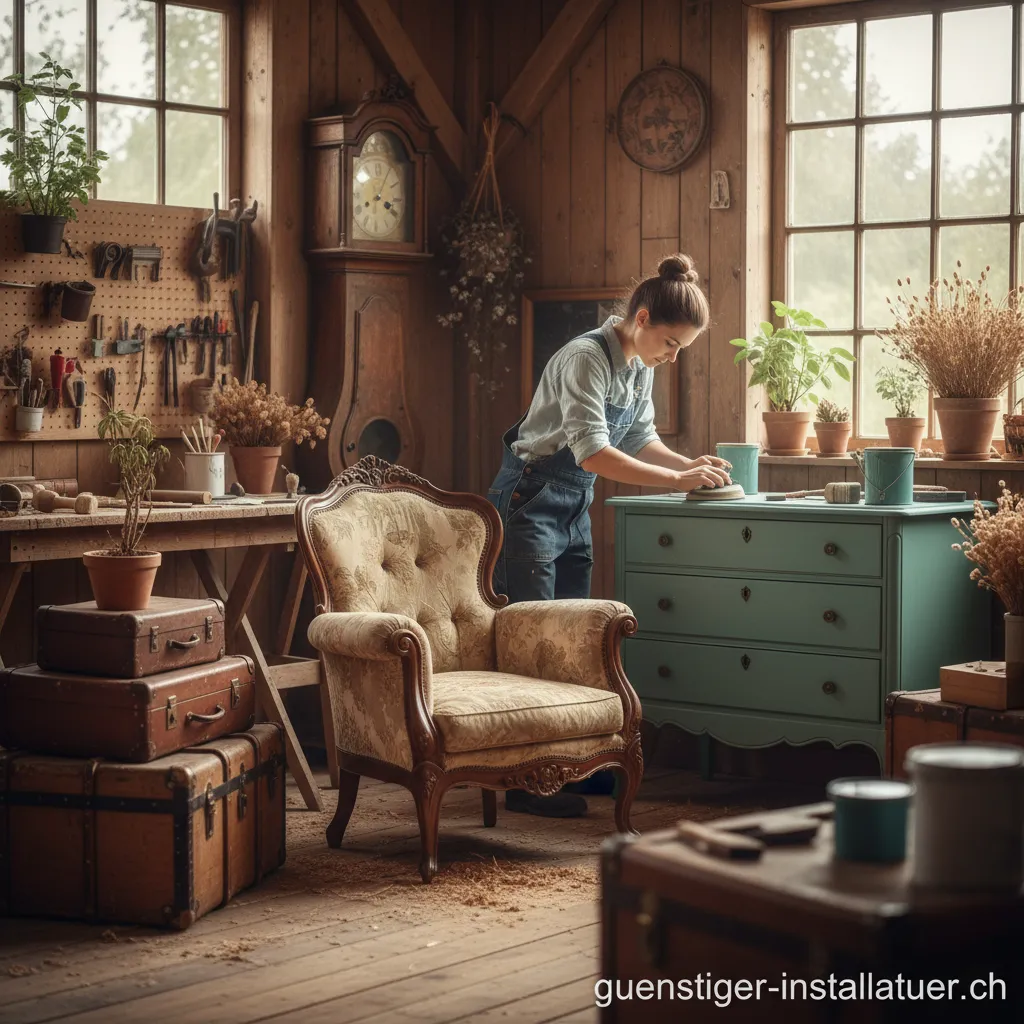 Eine alte Holzkommode wird abgeschliffen und restauriert