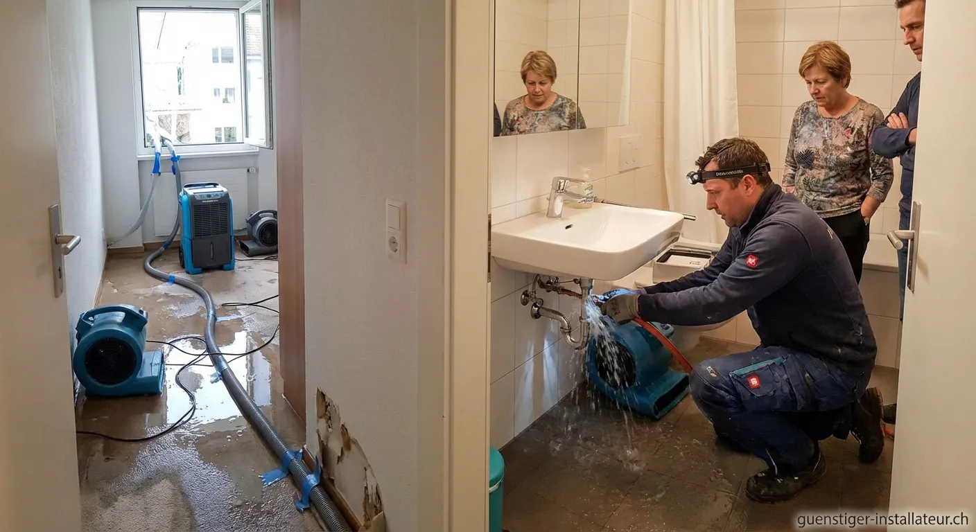 Notsanitär repariert undichtes Rohr im Badezimmer