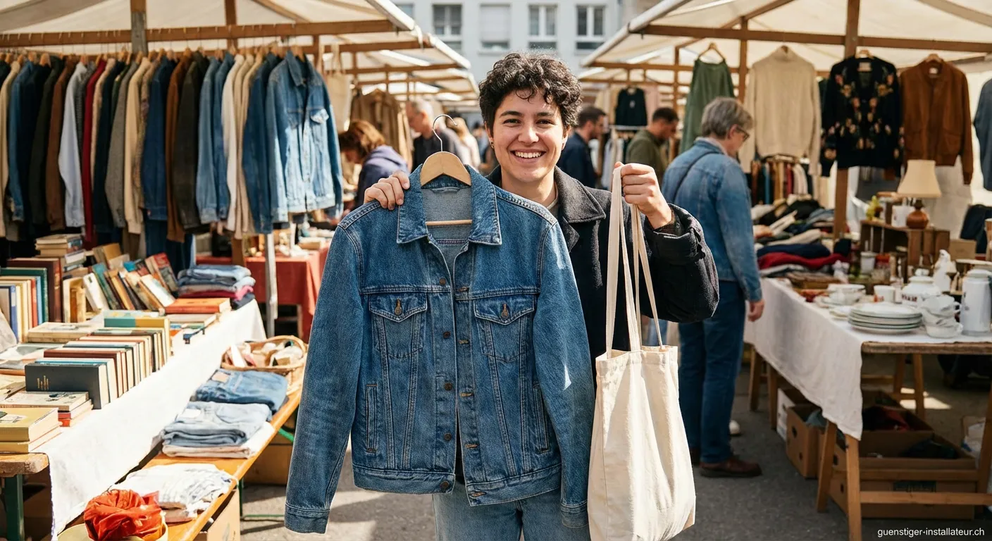 Second-Hand Shopping in einem gebrauchten Kleidungsstück