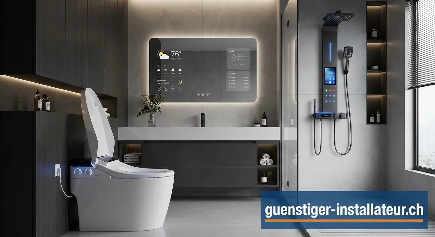 Smart Home Sanitär intelligentes Badezimmer mit vernetzten Armaturen