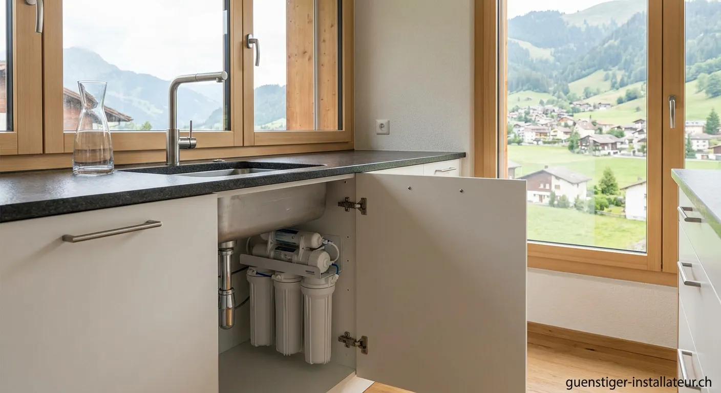 Wasserfilter-System Installation in einer Schweizer Küche